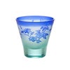 太武朗工房／タブロー 彫刻硝子 夢柄子 鉄線紋 高台オールドグラス グリーン／ブルー 210ml 4167