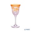 太武朗工房／タブロー 彫刻硝子 夢柄子 鉄線紋 ワイングラス ピンク／レッド140ml 4328
