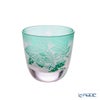 太武朗工房／タブロー 彫刻硝子 夢柄子 ぶどう紋 酒器三点揃 ピンク／グリーン 盃55ml 徳利210ml 3010S