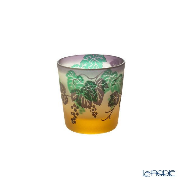 太武朗工房／タブロー 彫刻硝子 幻夢柄子 ぶどう紋 冷酒杯 三層色被せ 100ml 3652
