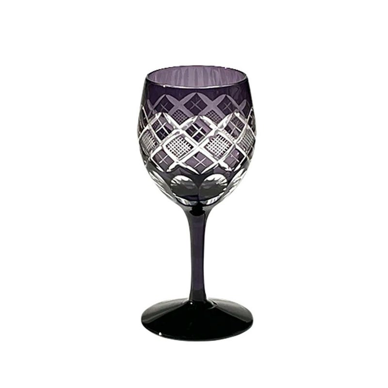 太武朗工房／タブロー 矢来魚子紋 ワイングラス 江戸紫 160ml 90408M