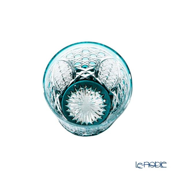 太武朗工房／タブロー 菊繋ぎに籠目紋 オールドグラス グリーン 250ml 伝統工芸士 木村泰典 作 5136-33