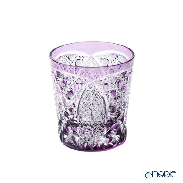 太武朗工房／タブロー 菊繋ぎに籠目紋 オールドグラス 紫 250ml 伝統工芸士 木村泰典 作 5136-36