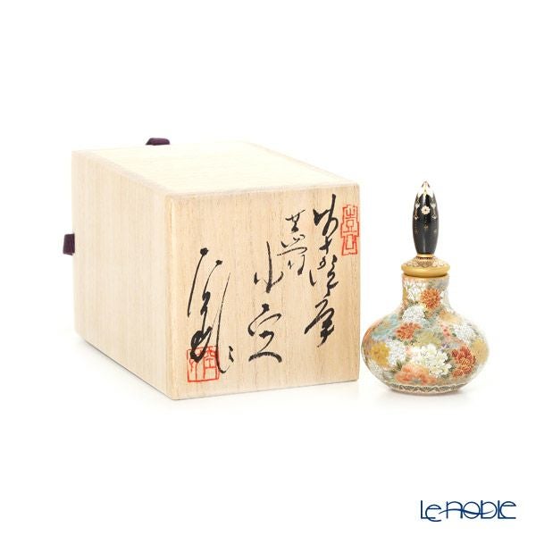 現代の京薩摩 フタ付小壺 花詰 伝統工芸士 小野多美枝氏 -空女-作