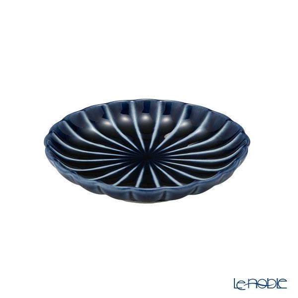 カネコ小兵製陶所 ぎやまん陶 小皿 10cm 3寸 茄子紺ブルー