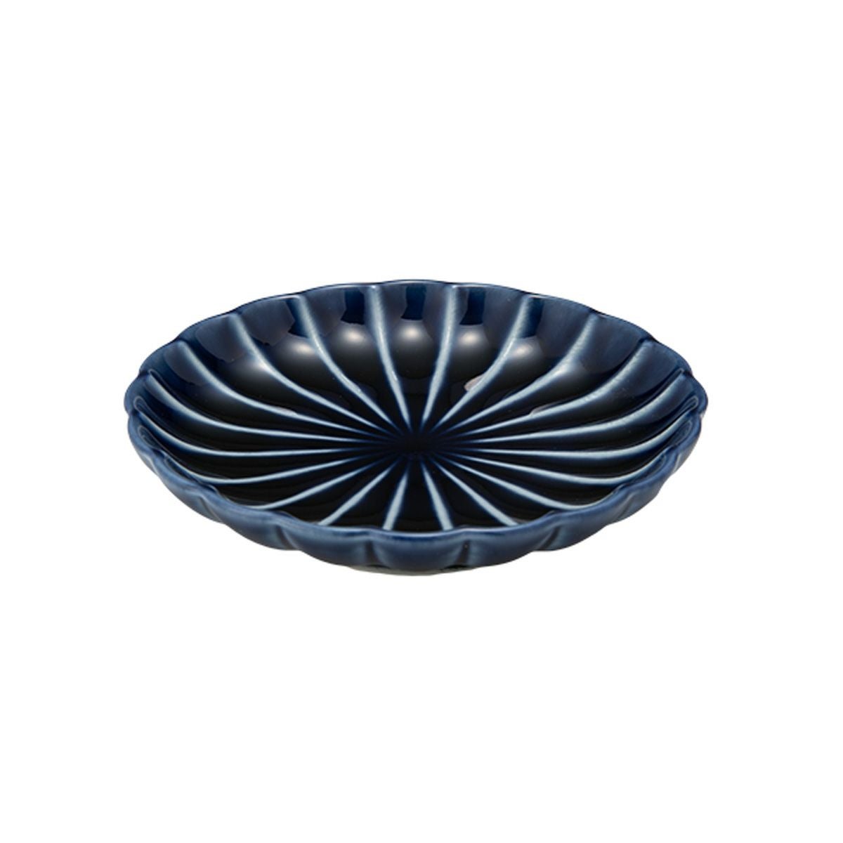 カネコ小兵製陶所 ぎやまん陶 小皿 10cm 3寸 茄子紺ブルー