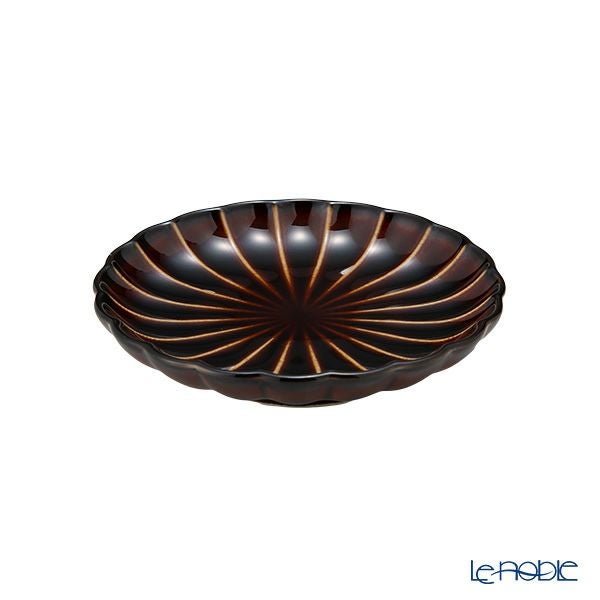 カネコ小兵製陶所 ぎやまん陶 小皿 10cm 3寸 漆ブラウン