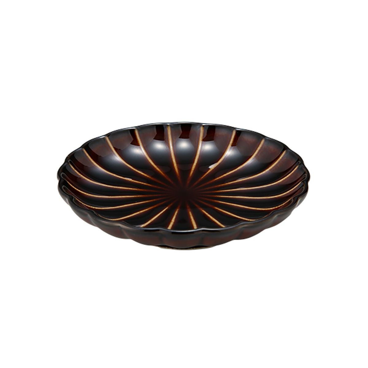 茶色 陶器製 装飾的な鉢 約10cm カネコ小兵製陶所 ぎやまん陶 小皿 10cm 3寸 漆ブラウン | ブランド