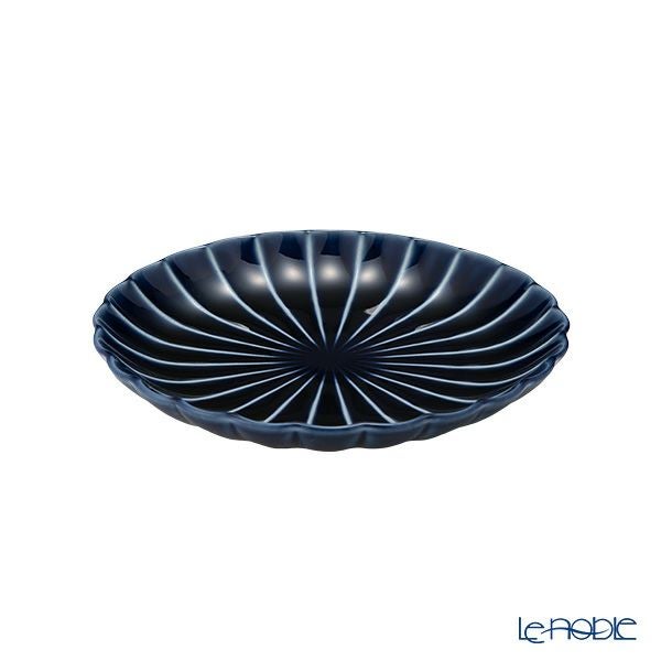 カネコ小兵製陶所 ぎやまん陶 小皿 14.5cm 4.5寸 茄子紺ブルー