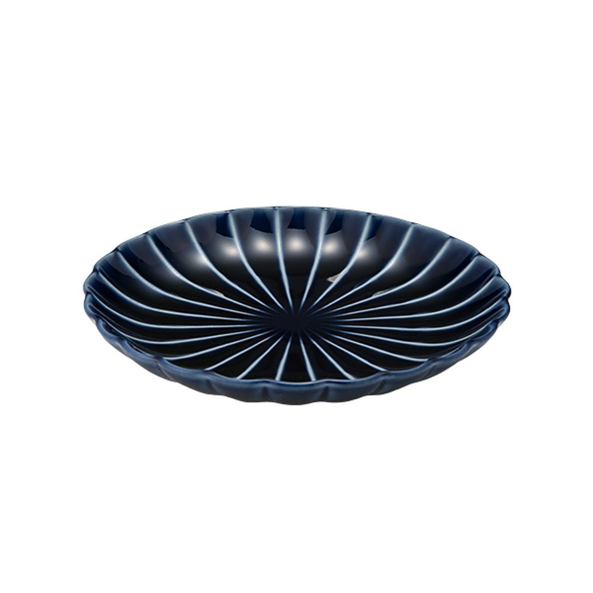 カネコ小兵製陶所 ぎやまん陶 小皿 14.5cm 4.5寸 茄子紺ブルー