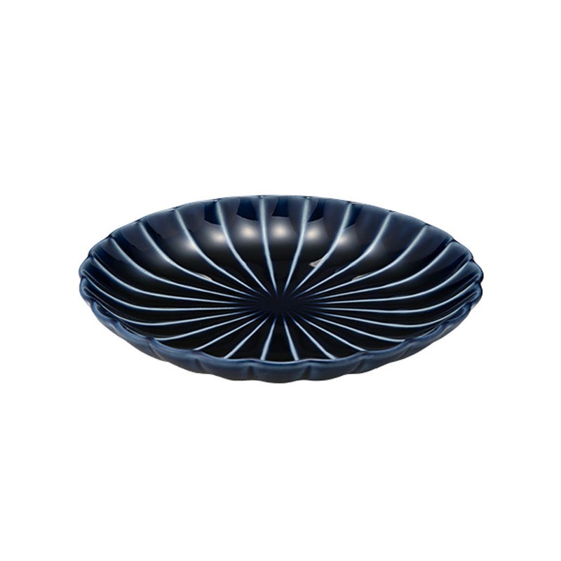 カネコ小兵製陶所 ぎやまん陶 小皿 14.5cm 4.5寸 茄子紺ブルー