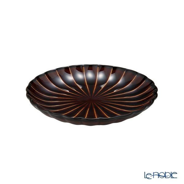 カネコ小兵製陶所 ぎやまん陶 小皿 14.5cm 4.5寸 漆ブラウン