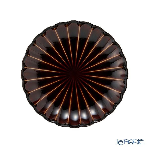 カネコ小兵製陶所 ぎやまん陶 小皿 14.5cm 4.5寸 漆ブラウン