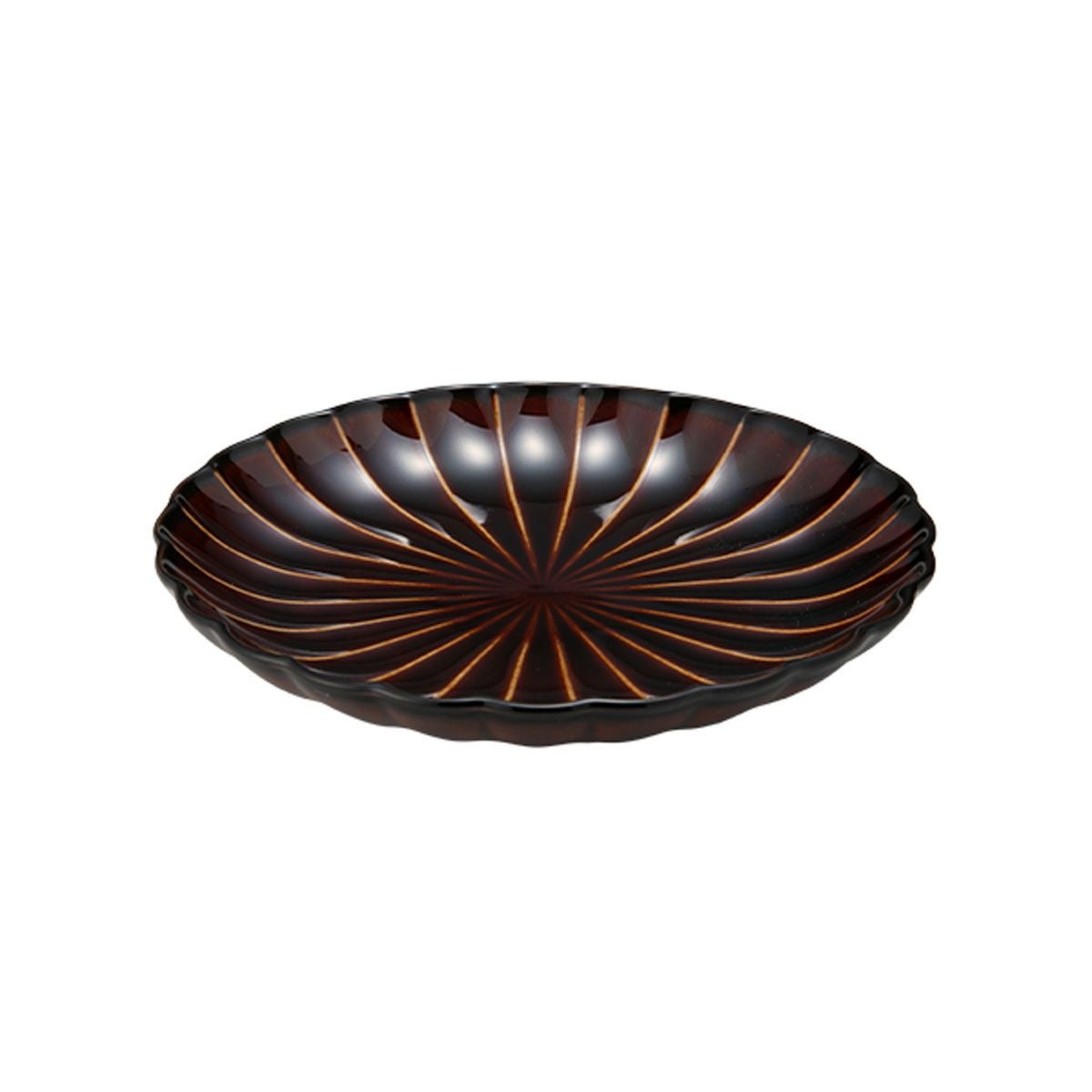 カネコ小兵製陶所 ぎやまん陶 小皿 14.5cm 4.5寸 漆ブラウン