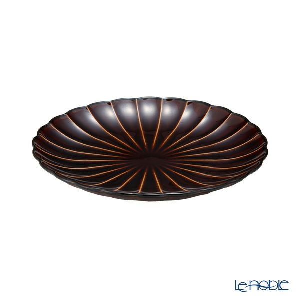 カネコ小兵製陶所 ぎやまん陶 中皿 20.5cm 7寸 漆ブラウン