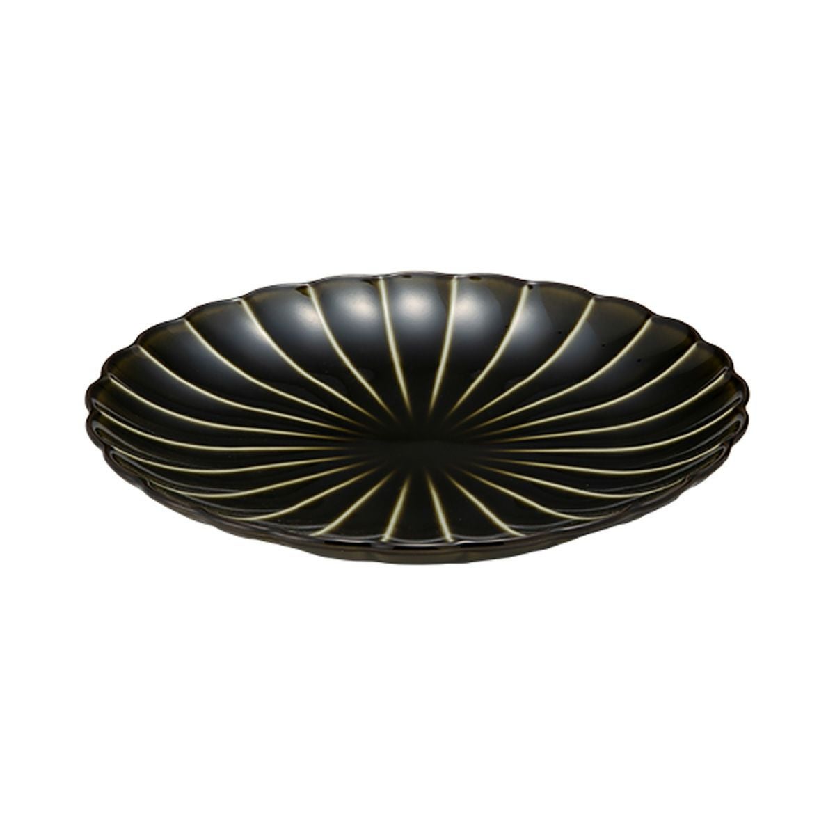 カネコ小兵製陶所 ぎやまん陶 中皿 20.5cm 7寸 利休グリーン