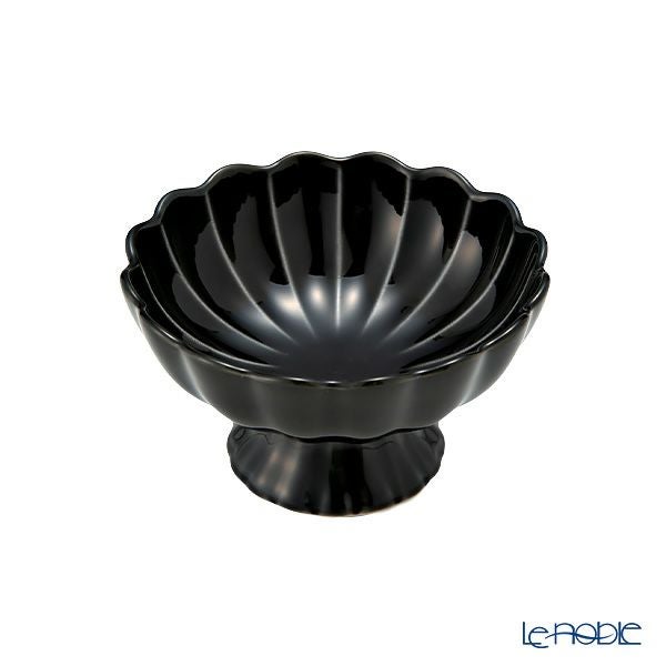 カネコ小兵製陶所 ぎやまん陶 高台珍味／デザートカップ 8cm 墨ブラック