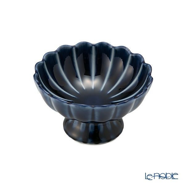 カネコ小兵製陶所 ぎやまん陶 高台珍味／デザートカップ 8cm 茄子紺ブルー