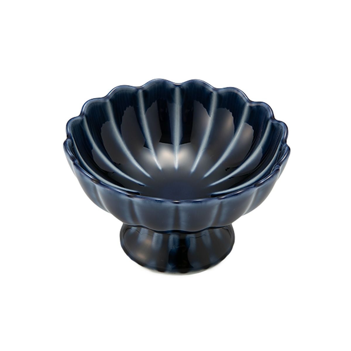 カネコ小兵製陶所 ぎやまん陶 高台珍味／デザートカップ 8cm 茄子紺ブルー