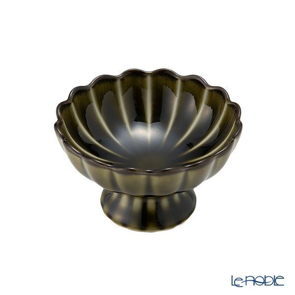 カネコ小兵製陶所 ぎやまん陶 高台珍味／デザートカップ 8cm 利休グリーン