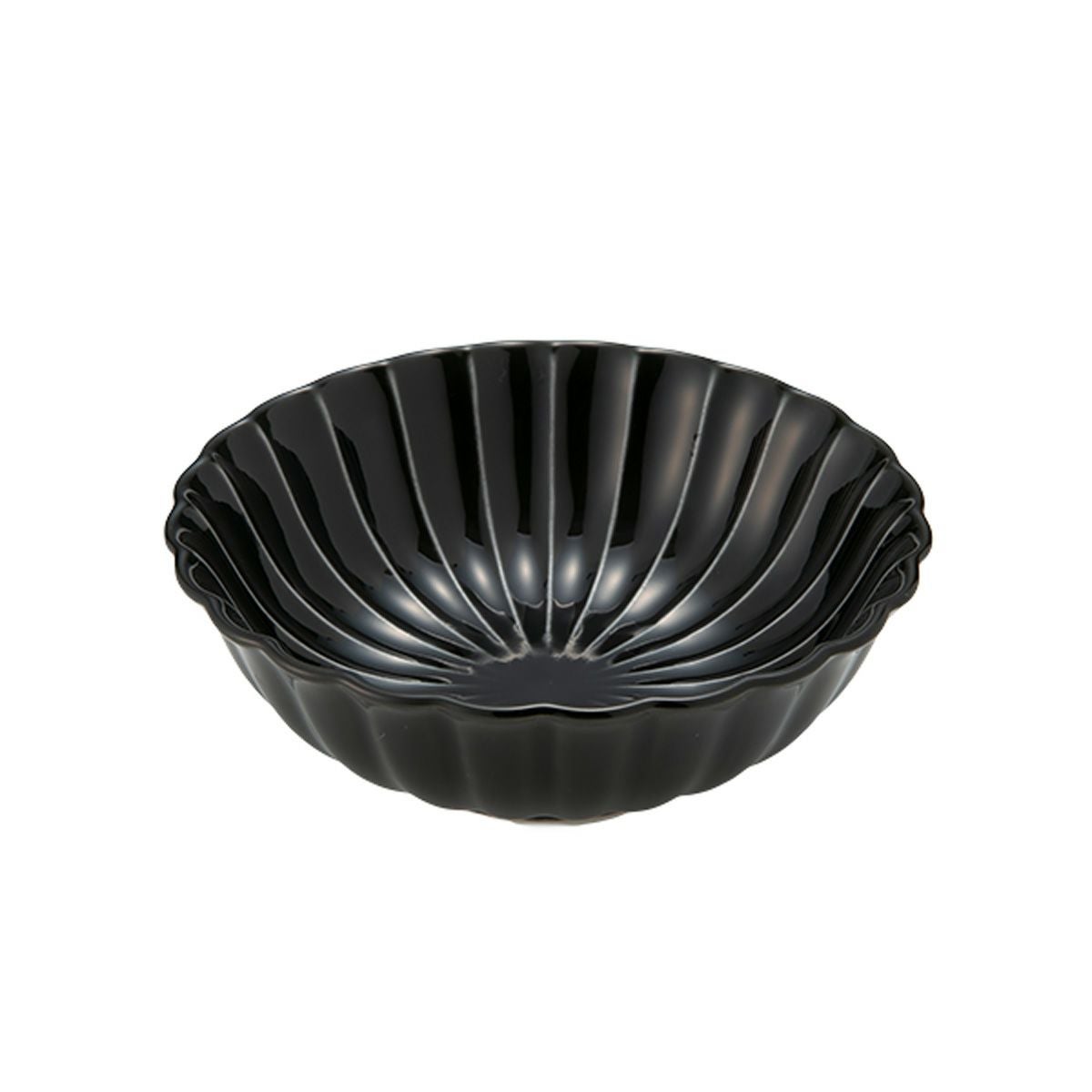 カネコ小兵製陶所 ぎやまん陶 浅小鉢／ラウンドボウル 12cm 墨ブラック