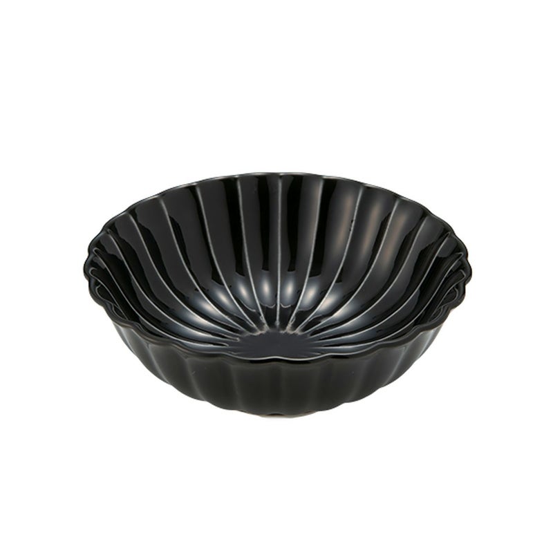 カネコ小兵製陶所 ぎやまん陶 浅小鉢／ラウンドボウル 12cm 墨ブラック