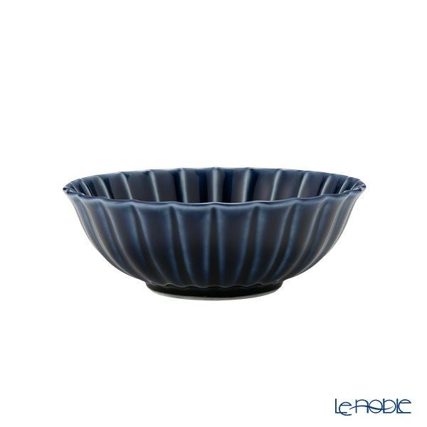 カネコ小兵製陶所 ぎやまん陶 浅小鉢／ラウンドボウル 12cm 茄子紺ブルー