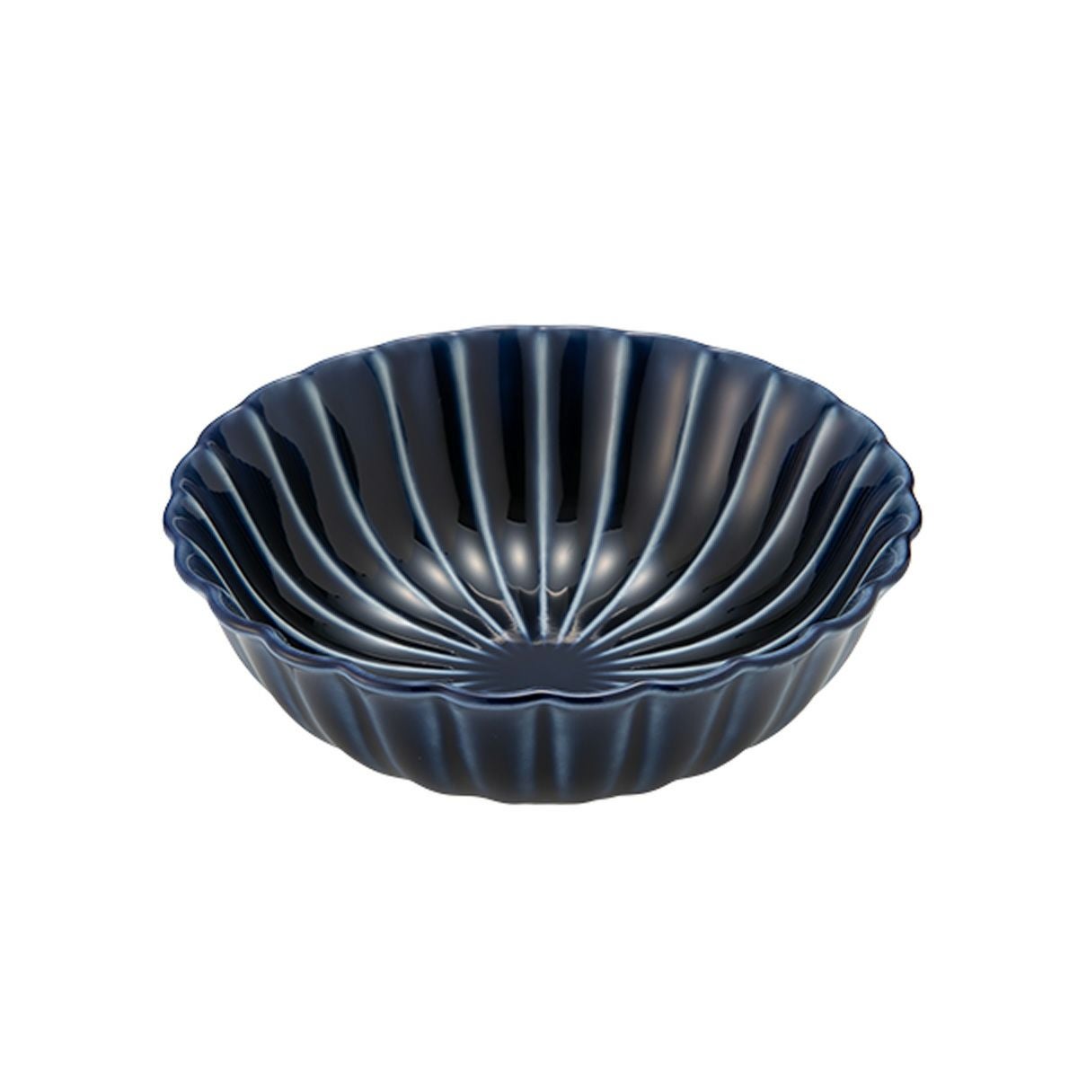 カネコ小兵製陶所 ぎやまん陶 浅小鉢／ラウンドボウル 12cm 茄子紺ブルー