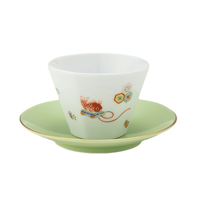 香蘭社 節句文 鯛車 カップ130ml ＆ ソーサー13cm グリーン F1048-1CZFA