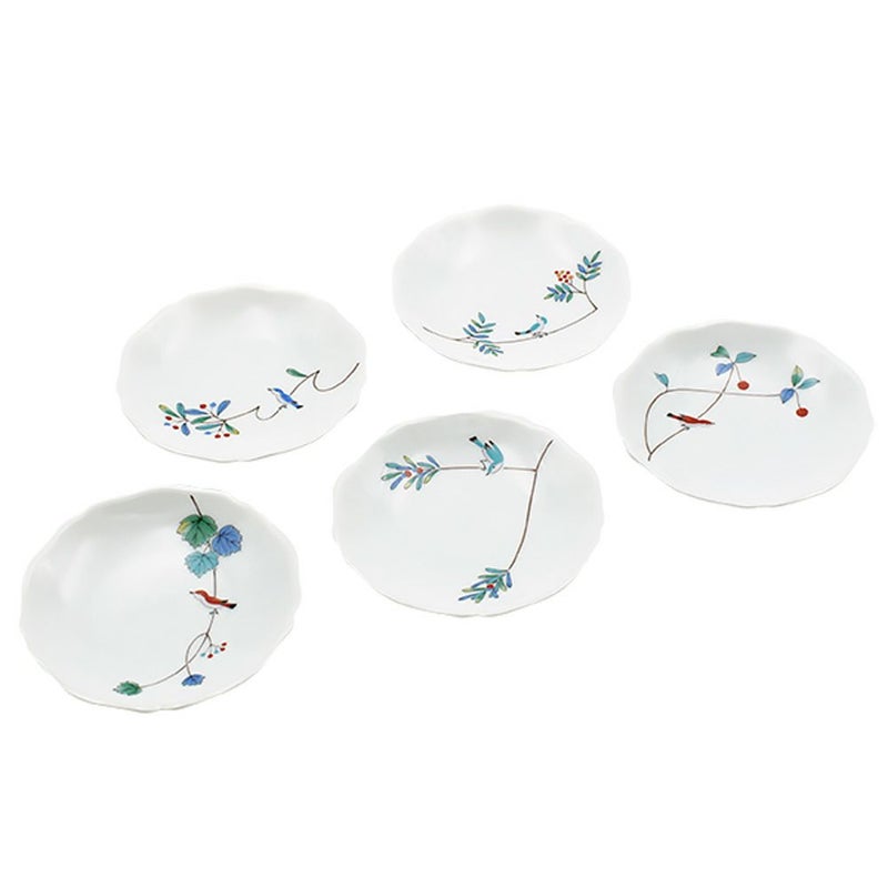 香蘭社 小鳥の詩 小皿揃 10cm 5枚セット 1016-FRKK3