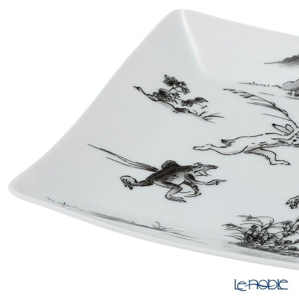 香蘭社 鳥獣戯画 猿追い 角皿 13.5cm 黒 2220K-1FAK5