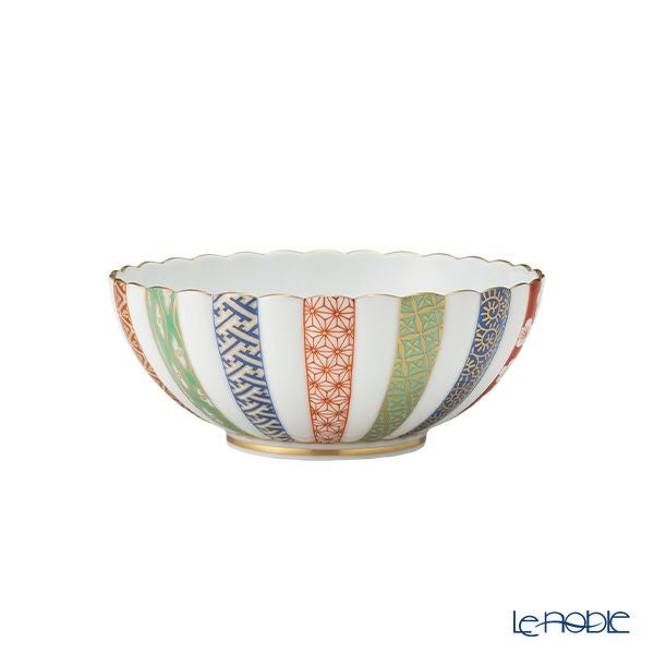 香蘭社 三色地紋 中鉢 13cm ペア 843-2GQM