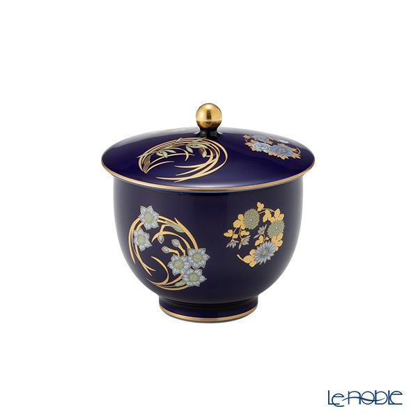 香蘭社 ルリ花丸紋 高級茶器セット 土瓶1＋蓋付湯呑5 R3003-AJF