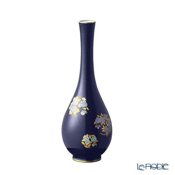 香蘭社 ルリ花丸紋 花瓶 22.5cm R3003-NE7