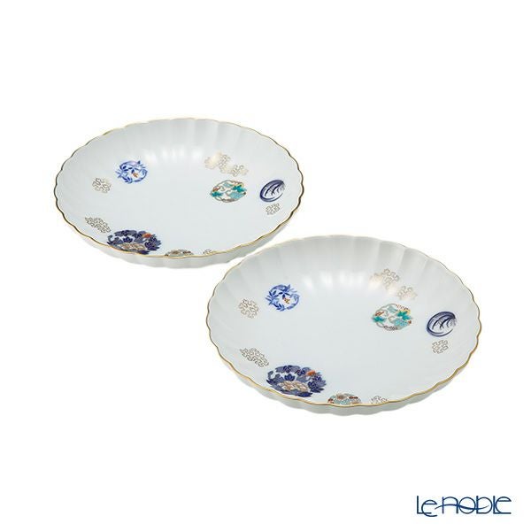 香蘭社 金ミル花丸紋 中皿 18.5cm ペア