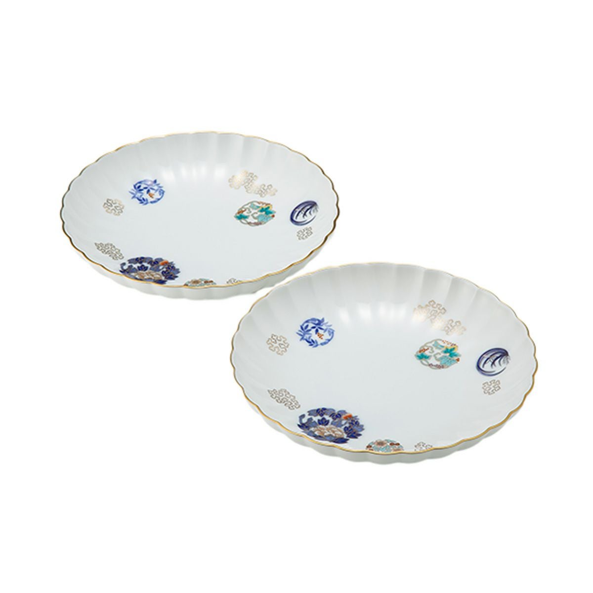 香蘭社 金ミル花丸紋 中皿 18.5cm ペア