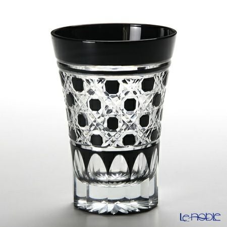 【伝統工芸】田島硝子 江戸切子 黒 八角籠目紋 タンブラー TG09-18-1K 【木箱入】