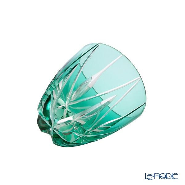 【伝統工芸】田島硝子 江戸切子 星華紋 ぐい呑み 緑 75ml TK21-301-1G