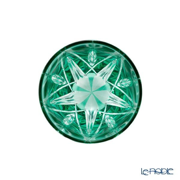 【伝統工芸】田島硝子 江戸切子 星華紋 ぐい呑み 緑 75ml TK21-301-1G