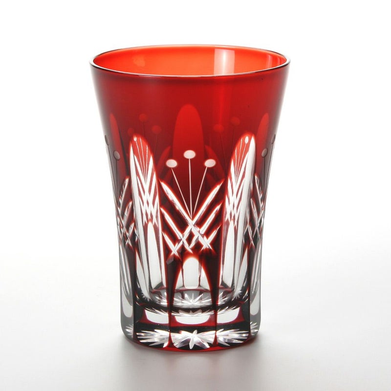 【伝統工芸】田島硝子 江戸切子 映見玉矢来 タンブラー レッド TG05-15-1R