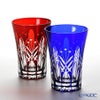 【伝統工芸】田島硝子 江戸切子 映見玉矢来 タンブラー ペア レッド／ルリ（ブルー） TG05-15-2