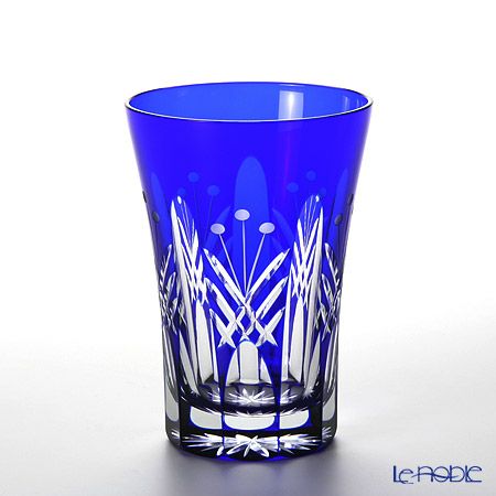 【伝統工芸】田島硝子 江戸切子 映見玉矢来 タンブラー ペア レッド／ルリ（ブルー） TG05-15-2