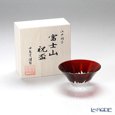 【伝統工芸】田島硝子 富士山祝盃 赤富士 TG13-013-1R 木箱入