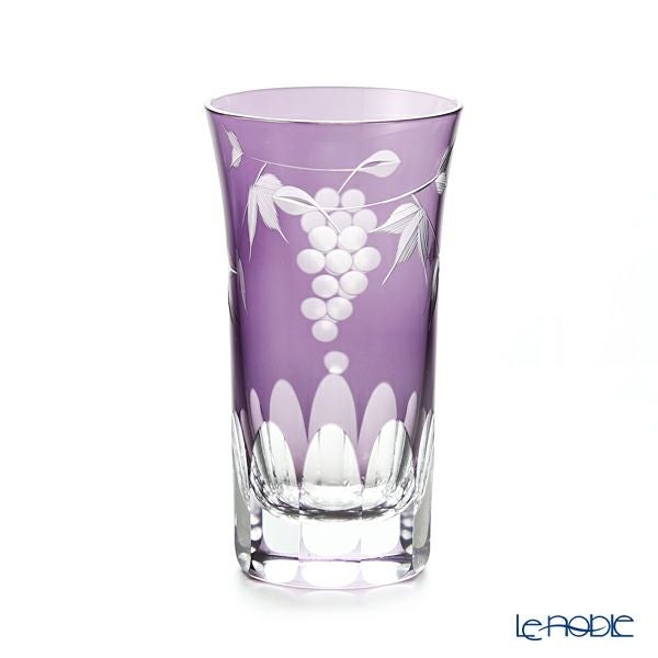 【伝統工芸】田島硝子 江戸切子 葡萄切子 一口ビール 紫 TG98-05-1V 120ml 化粧箱入