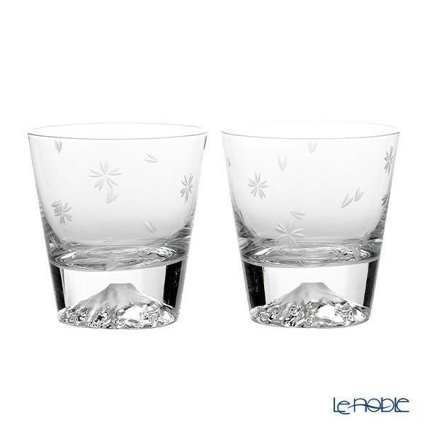 【伝統工芸】田島硝子 富士山グラス 桜切子 ロックグラス 270ml TG16-015-2RS ペア【木箱入】