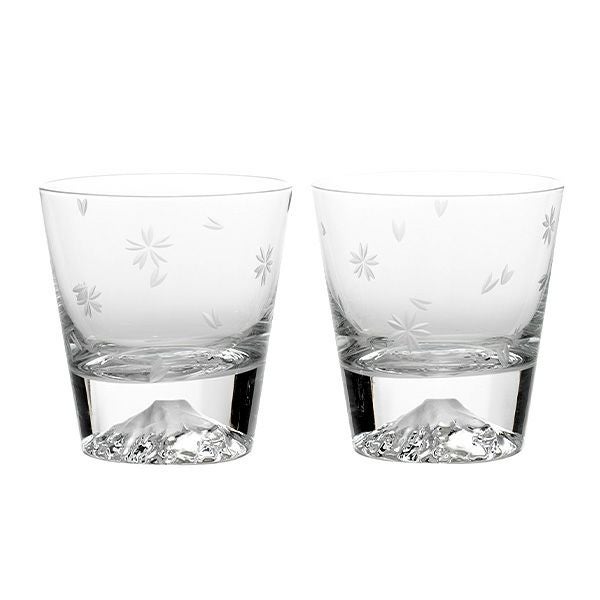 【伝統工芸】田島硝子 富士山グラス 桜切子 ロックグラス 270ml TG16-015-2RS ペア【木箱入】