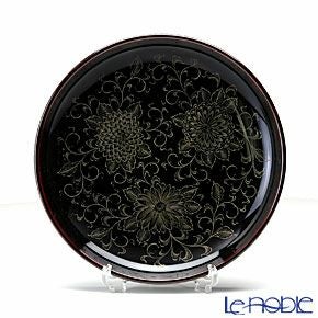 【伝統工芸】輪島塗 菊唐草沈金 銘々皿