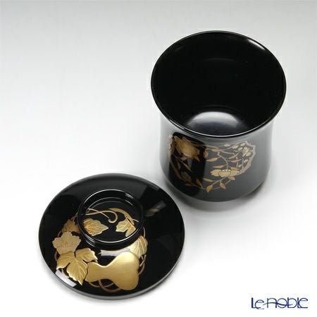 【伝統工芸】輪島塗 花の丸蒔絵 小吸物椀