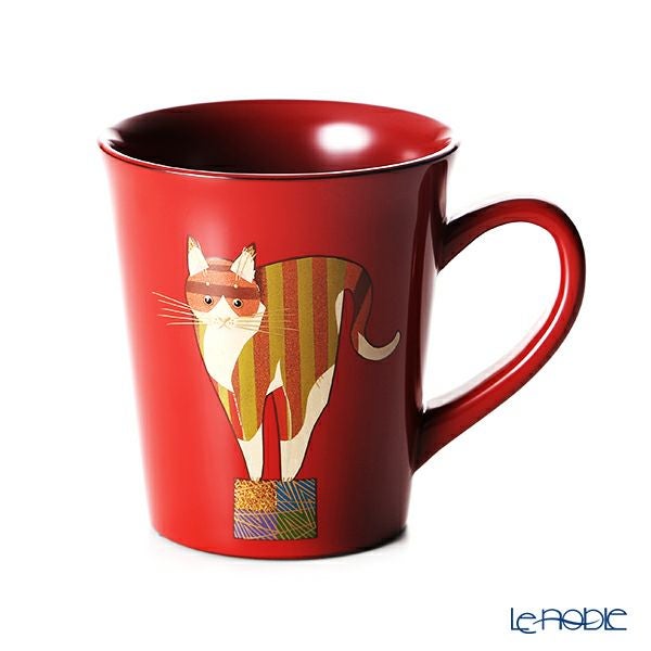 【伝統工芸】輪島塗 マグカップ ネコ 赤 蒔絵師：田中貴司