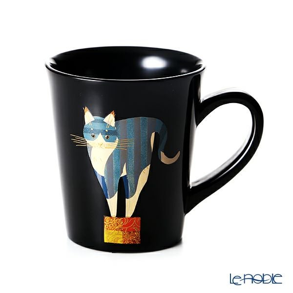 【伝統工芸】輪島塗 マグカップ ネコ 黒 蒔絵師：田中貴司